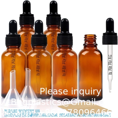 Bouteilles à goutte à goutte 5 PCS Bouteille à goutte à goutte Amber avec entonnoirs et pipettes de transfert, Bouteilles de teinture en verre avec goutte à goutte 10 ml