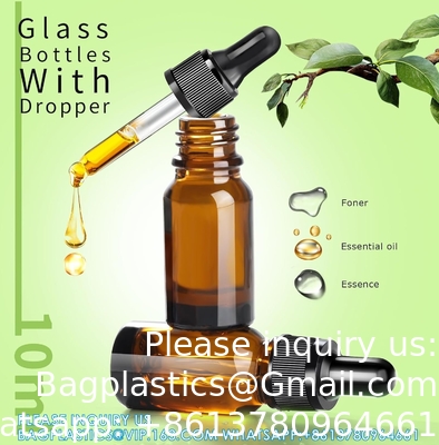 Bouteilles à goutte à goutte 5 PCS Bouteille à goutte à goutte Amber avec entonnoirs et pipettes de transfert, Bouteilles de teinture en verre avec goutte à goutte 10 ml
