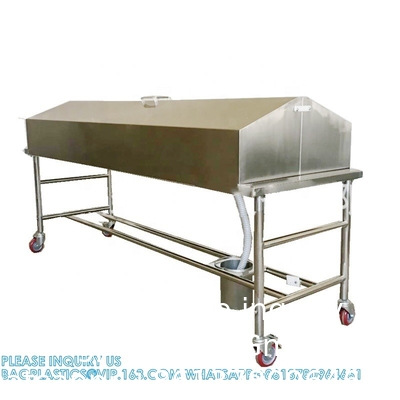 Chariot funéraire en acier inoxydable de haute qualité avec couvercle pour équipement funéraire