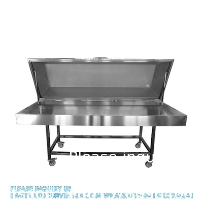 Chariot funéraire en acier inoxydable de haute qualité avec couvercle pour équipement funéraire