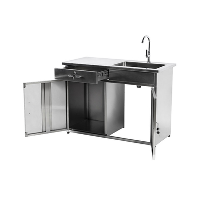 Fabrique de fournitures de meubles de laboratoire personnalisé laboratoire métal en acier inoxydable robinet simple évier avec deux portes armoire