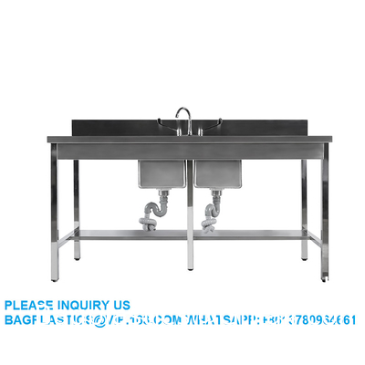 Fabrique de meubles de laboratoire sur mesure Laboratoire d' acier double évier avec deux cabinets de porte