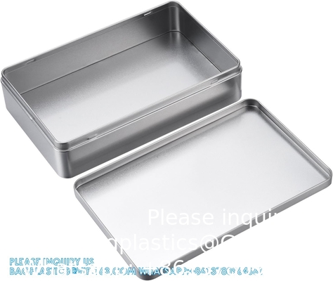 8.5 par 5,3 par 1,9 pouces argent rectangulaire boîte d'étain vide conteneurs, cadeau, bijoux et stockage kit d'étain, organisateur à domicile