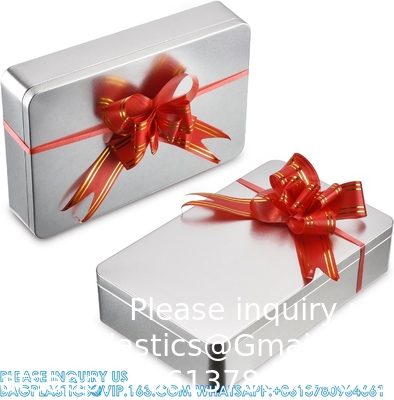 8.5 par 5,3 par 1,9 pouces argent rectangulaire boîte d'étain vide conteneurs, cadeau, bijoux et stockage kit d'étain, organisateur à domicile