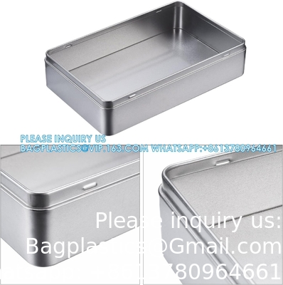 8.5 par 5,3 par 1,9 pouces argent rectangulaire boîte d'étain vide conteneurs, cadeau, bijoux et stockage kit d'étain, organisateur à domicile