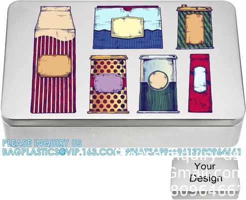 8.5 par 5,3 par 1,9 pouces argent rectangulaire boîte d'étain vide conteneurs, cadeau, bijoux et stockage kit d'étain, organisateur à domicile