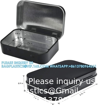 Boîtes en métal rectangulaires vides à charnière - Paquet de 40 boîtes mini argentées portables