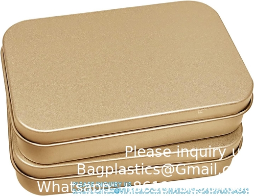 Boîtes en métal rectangulaires vides à charnière - Paquet de 40 boîtes mini argentées portables