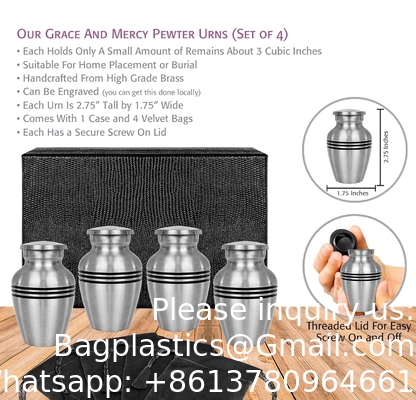 Urnes pour cendres humaines Femme et homme, Urnes pour cendres adulte Femme, Urnes funéraires - Pewter, 4 petits souvenirs