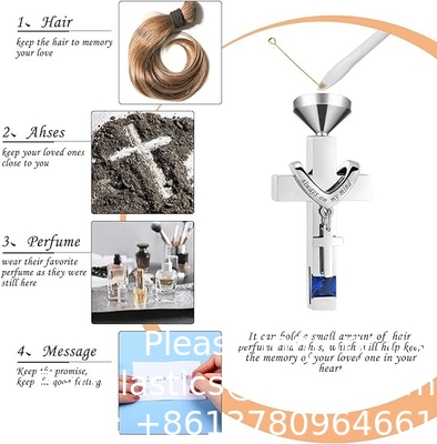 Collier d'urne pour les cendres Souvenir Cremation Croix de cœur Bijoux cubes pour les cendres Médaillon commémoratif en acier inoxydable