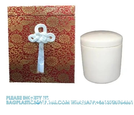 Urne funéraire japonaise en bois Boîte à os et sac avec motif de fleur Souvenir funéraire Boîte à cendres et sac à os