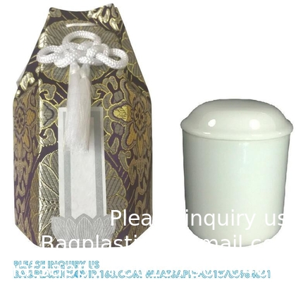 Urne funéraire japonaise en bois Boîte à os et sac avec motif de fleur Souvenir funéraire Boîte à cendres et sac à os