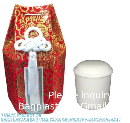Urne funéraire japonaise en bois Boîte à os et sac avec motif de fleur Souvenir funéraire Boîte à cendres et sac à os