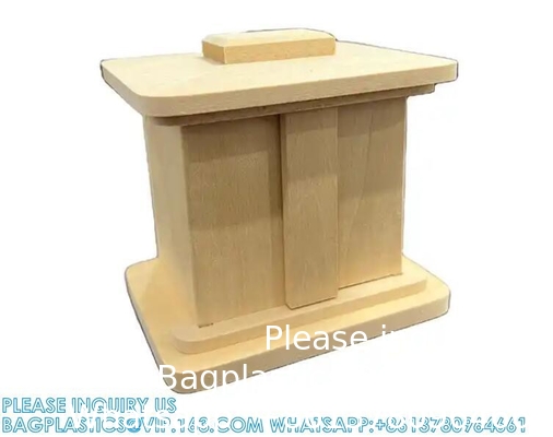 Cremation funéraire japonaise Sarira Vaisseau en bois Sarira Contenant en bois fournitures funéraires avec fenêtre ouverte