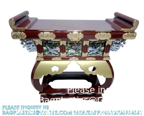 Temple bouddhiste Autel sculpté en bois Table rituel bouddhiste Appareils utilisés pour afficher toutes sortes d'offrandes