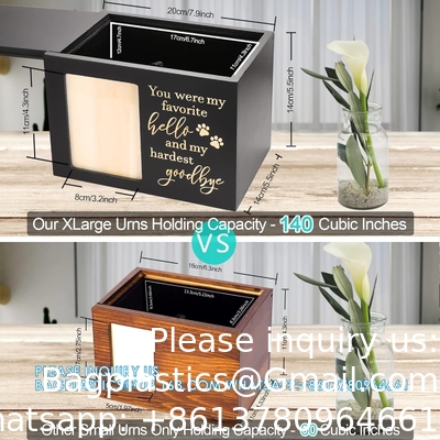 Urnes commémoratives pour animaux de compagnie pour cendres de chiens ou de chats, urnes de crémation funéraire en bois avec cadre photo, souvenir commémoratif