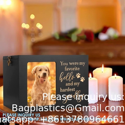 Urnes commémoratives pour animaux de compagnie pour cendres de chiens ou de chats, urnes de crémation funéraire en bois avec cadre photo, souvenir commémoratif