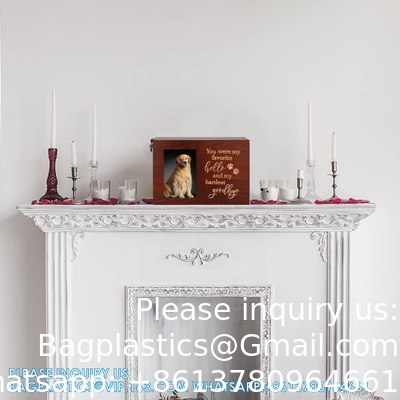 Urnes commémoratives pour animaux de compagnie pour cendres de chiens ou de chats, urnes de crémation funéraire en bois avec cadre photo, souvenir commémoratif
