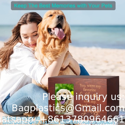 Urnes commémoratives pour animaux de compagnie pour cendres de chiens ou de chats, urnes de crémation funéraire en bois avec cadre photo, souvenir commémoratif