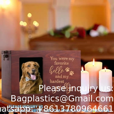 Urnes commémoratives pour animaux de compagnie pour cendres de chiens ou de chats, urnes de crémation funéraire en bois avec cadre photo, souvenir commémoratif