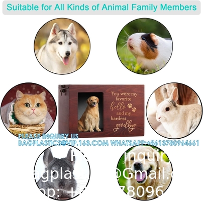 Urnes commémoratives pour animaux de compagnie pour cendres de chiens ou de chats, urnes de crémation funéraire en bois avec cadre photo, souvenir commémoratif