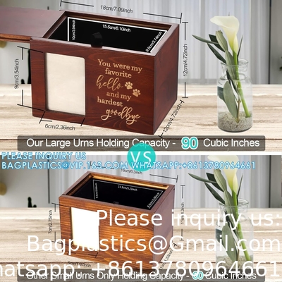 Urnes commémoratives pour animaux de compagnie pour cendres de chiens ou de chats, urnes de crémation funéraire en bois avec cadre photo, souvenir commémoratif