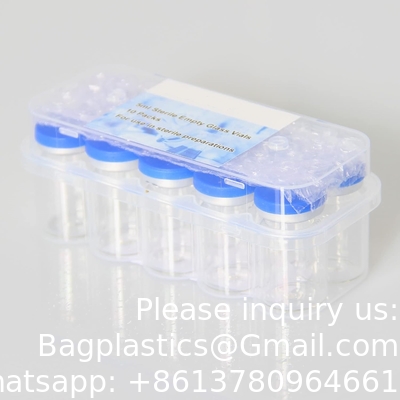 Flacons en verre stériles de 5 ml, 10 paquets Flacon vide stérile avec port d'injection auto-réparateur et capuchon à capuche, paquet stérile