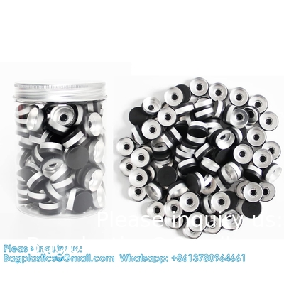 20mm Caps à capuche en aluminium-plastique Caps noirs pour flacons en verre Caps à cramponner avec PTFE blanc et Septa de silicone rouge