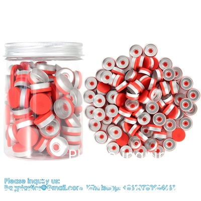 20mm Caps à capuche en aluminium-plastique Caps noirs pour flacons en verre Caps à cramponner avec PTFE blanc et Septa de silicone rouge