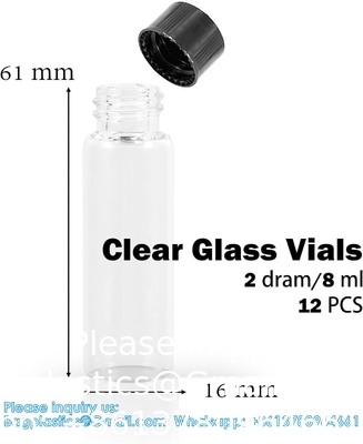 Flacons en verre avec capuchon à vis, flacons d'échantillons liquides clairs, flacons de laboratoire/de voyage pour l' huile essentielle, parfum