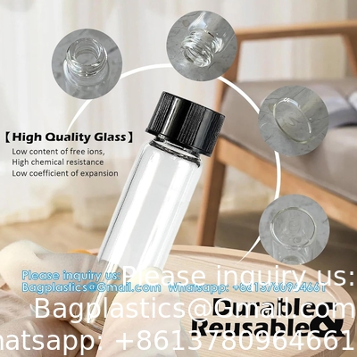 Flacons en verre avec capuchon à vis, flacons d'échantillons liquides clairs, flacons de laboratoire/de voyage pour l' huile essentielle, parfum