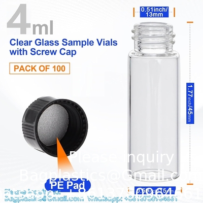 Flacons en verre avec capuchon à vis, flacons d'échantillons liquides clairs, flacons de laboratoire/de voyage pour l' huile essentielle, parfum