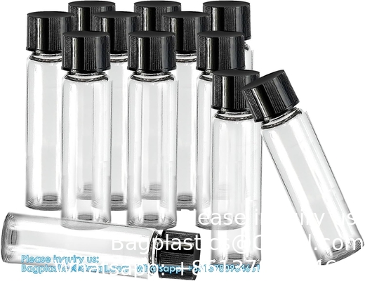 Flacons en verre avec capuchon à vis, flacons d'échantillons liquides clairs, flacons de laboratoire/de voyage pour l' huile essentielle, parfum