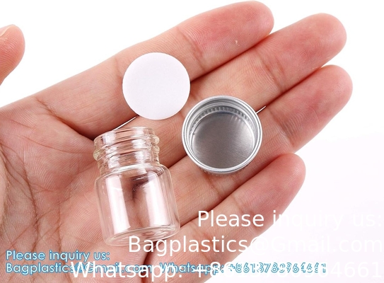 100 ensembles de petites bouteilles en verre avec capuchon en aluminium vis couvercles supérieurs 5 millilitres minuscules flacons bricolage artisanat stockage