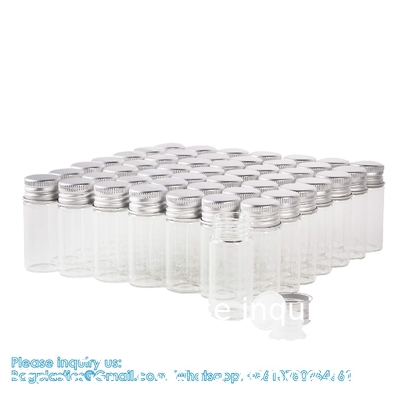 100 ensembles de petites bouteilles en verre avec capuchon en aluminium vis couvercles supérieurs 5 millilitres minuscules flacons bricolage artisanat stockage