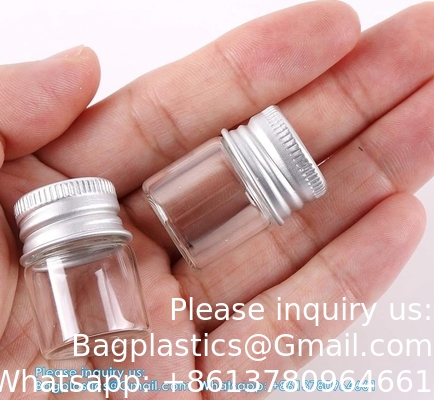 100 ensembles de petites bouteilles en verre avec capuchon en aluminium vis couvercles supérieurs 5 millilitres minuscules flacons bricolage artisanat stockage