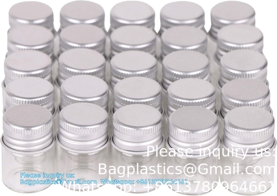 100 ensembles de petites bouteilles en verre avec capuchon en aluminium vis couvercles supérieurs 5 millilitres minuscules flacons bricolage artisanat stockage