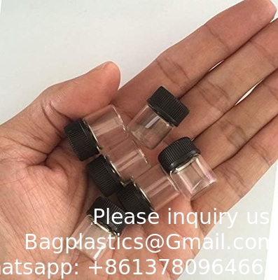 Bouteilles d'échantillons en verre d'huiles essentielles avec capuchon noir pour les huiles essentielles, les parfums et les produits chimiques de laboratoire