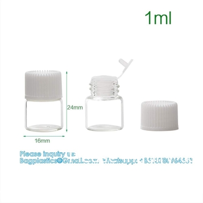 Bouteilles d'échantillons en verre d'huiles essentielles avec capuchon noir pour les huiles essentielles, les parfums et les produits chimiques de laboratoire