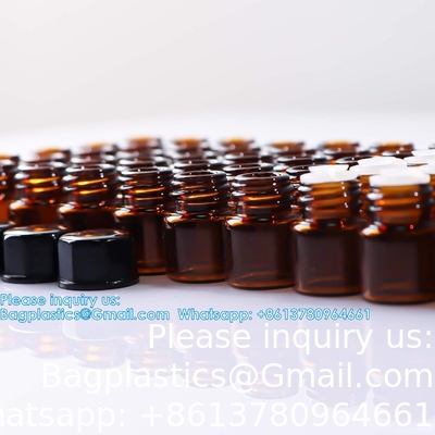 Bouteilles d'échantillons en verre d'huiles essentielles avec capuchon noir pour les huiles essentielles, les parfums et les produits chimiques de laboratoire