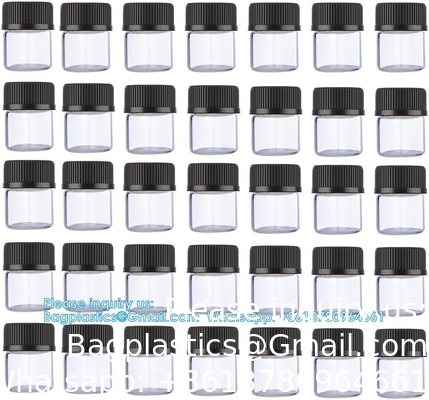 Bouteilles d'échantillons en verre d'huiles essentielles avec capuchon noir pour les huiles essentielles, les parfums et les produits chimiques de laboratoire