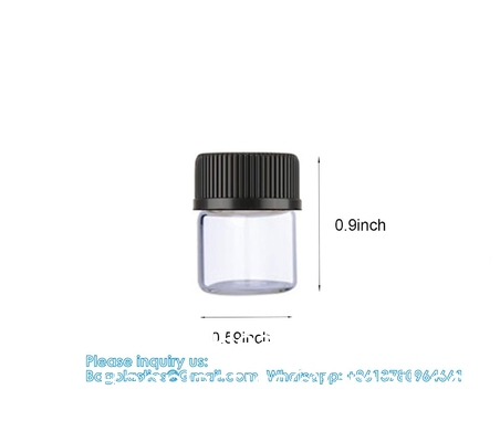 Bouteilles d'échantillons en verre d'huiles essentielles avec capuchon noir pour les huiles essentielles, les parfums et les produits chimiques de laboratoire