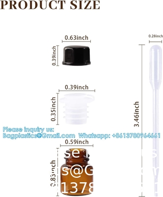Bouteilles d'échantillons en verre d'huiles essentielles avec capuchon noir pour les huiles essentielles, les parfums et les produits chimiques de laboratoire