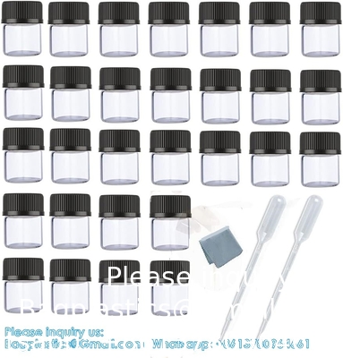 Bouteilles d'échantillons en verre d'huiles essentielles avec capuchon noir pour les huiles essentielles, les parfums et les produits chimiques de laboratoire