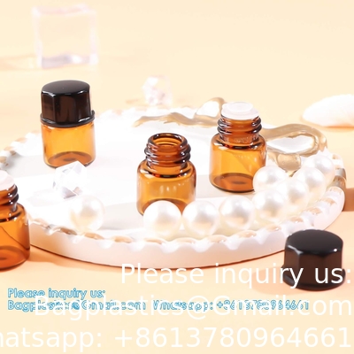 Bouteilles d'échantillons en verre d'huiles essentielles avec capuchon noir pour les huiles essentielles, les parfums et les produits chimiques de laboratoire