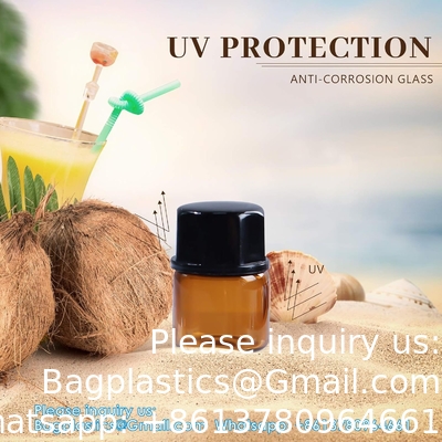 Bouteilles d'échantillons en verre d'huiles essentielles avec capuchon noir pour les huiles essentielles, les parfums et les produits chimiques de laboratoire