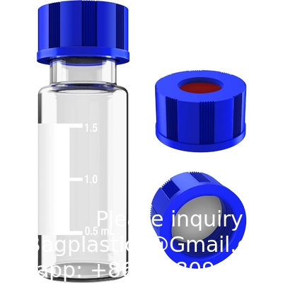 Flacons d'échantillonnage automatique de 2 ml avec zone d'écriture et graduations, 9-425 HPLC, bouchon à vis, PTFE blanc et sépta de silicone rouge