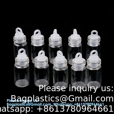 Mini Bouteilles en verre clair Petites bouteilles en verre transparent Vials Petit bocal avec bouchon en plastique Bouteille miniature Message Bouteille Cadeau Décoration bricolage