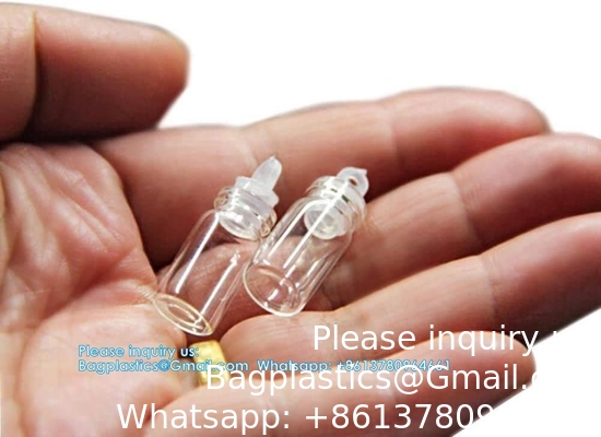Mini Bouteilles en verre clair Petites bouteilles en verre transparent Vials Petit bocal avec bouchon en plastique Bouteille miniature Message Bouteille Cadeau Décoration bricolage