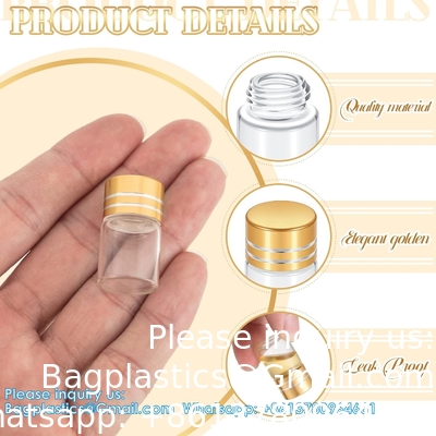 Mini Bouteilles en verre clair Petites bouteilles en verre transparent Vials Petit bocal avec bouchon en plastique Bouteille miniature Message Bouteille Cadeau Décoration bricolage